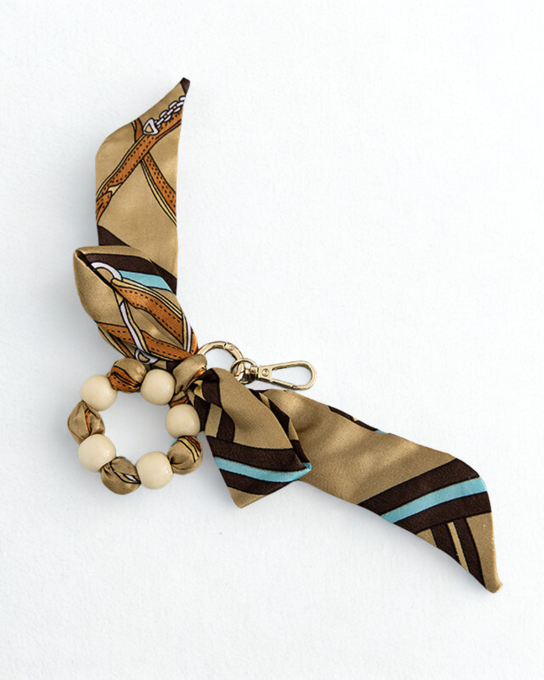 Bow bag Accessory | Bow & Beads | Keychain - Tan/Brown/Nude