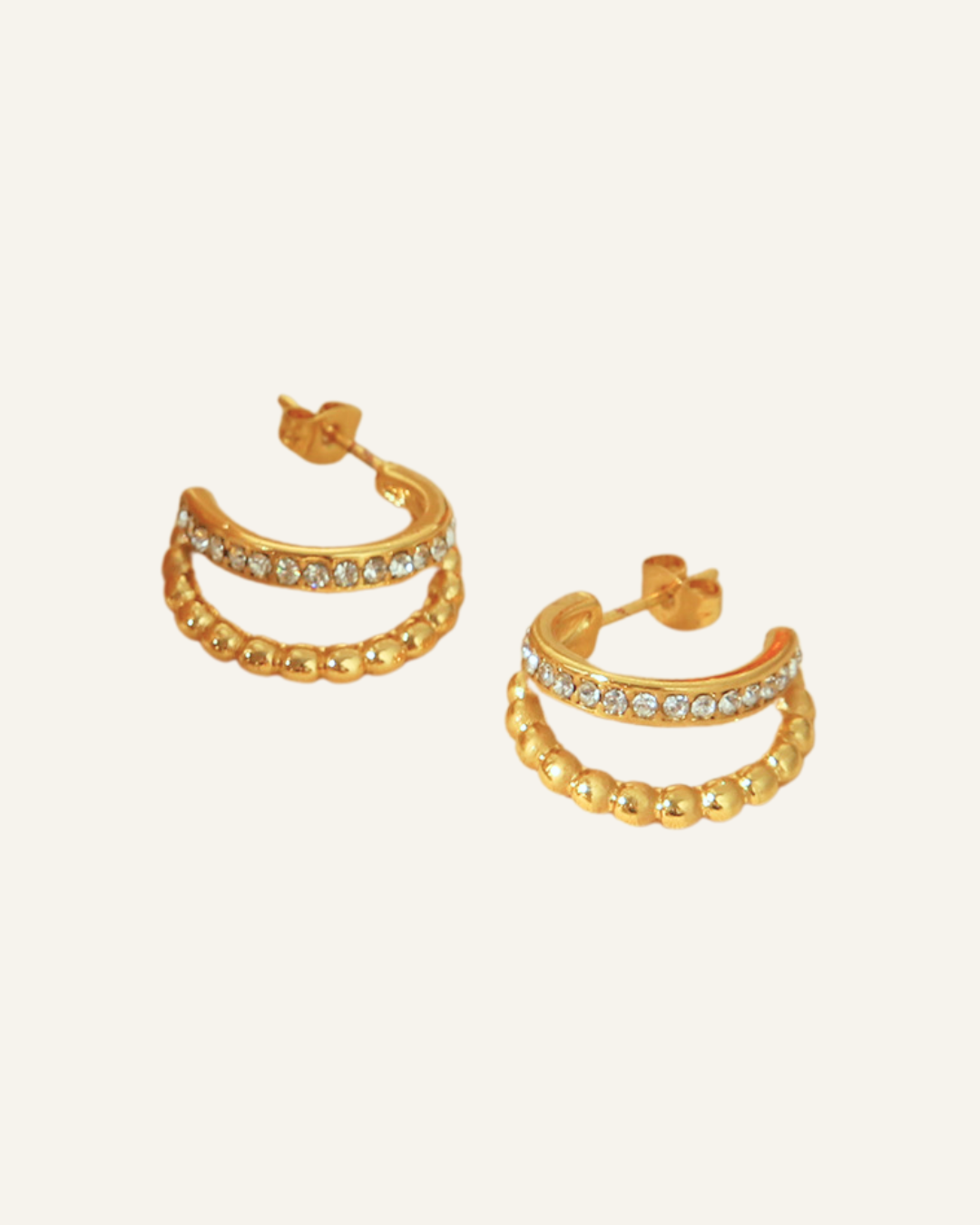 Macy CZ Studs | C-Shape Earrings
