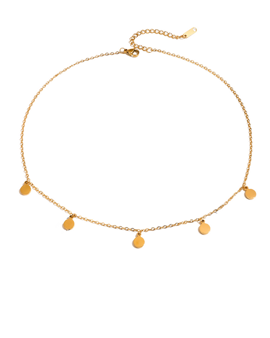 Golden Disc Necklace - Waterproof - Tarnish Proof