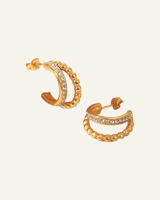 Macy CZ Studs | C-Shape Earrings