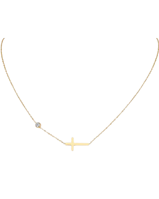 Leah CZ Cross Necklace