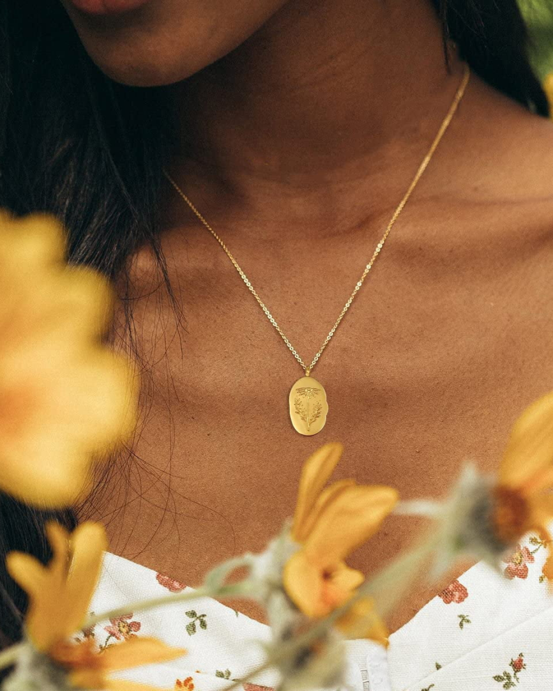 Birth Flower Pendant Necklace