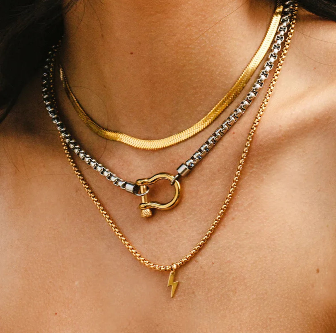 Herradura Necklace - SS & Rose Gold