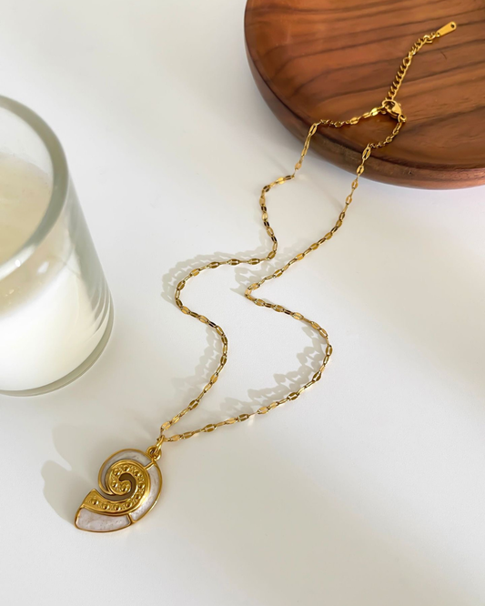 Seashell Pendant Necklace - Waterproof - Tarnish Free - Enamel