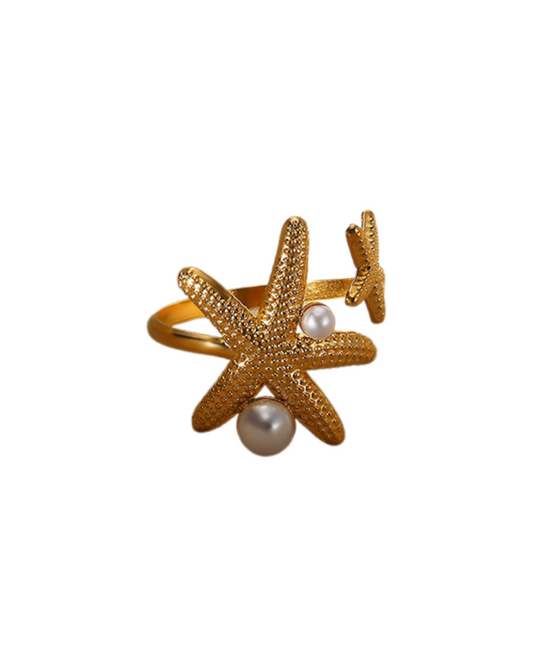 Starfish Pearl Ring - Adjustable